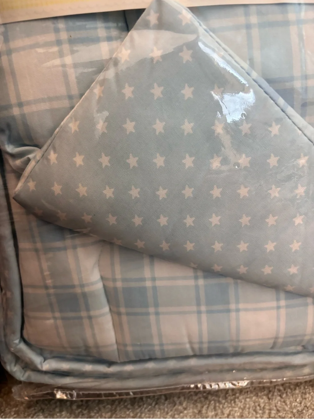 Carter's 5-piece Light Blue Plaid Nursery Bedding Set - New!